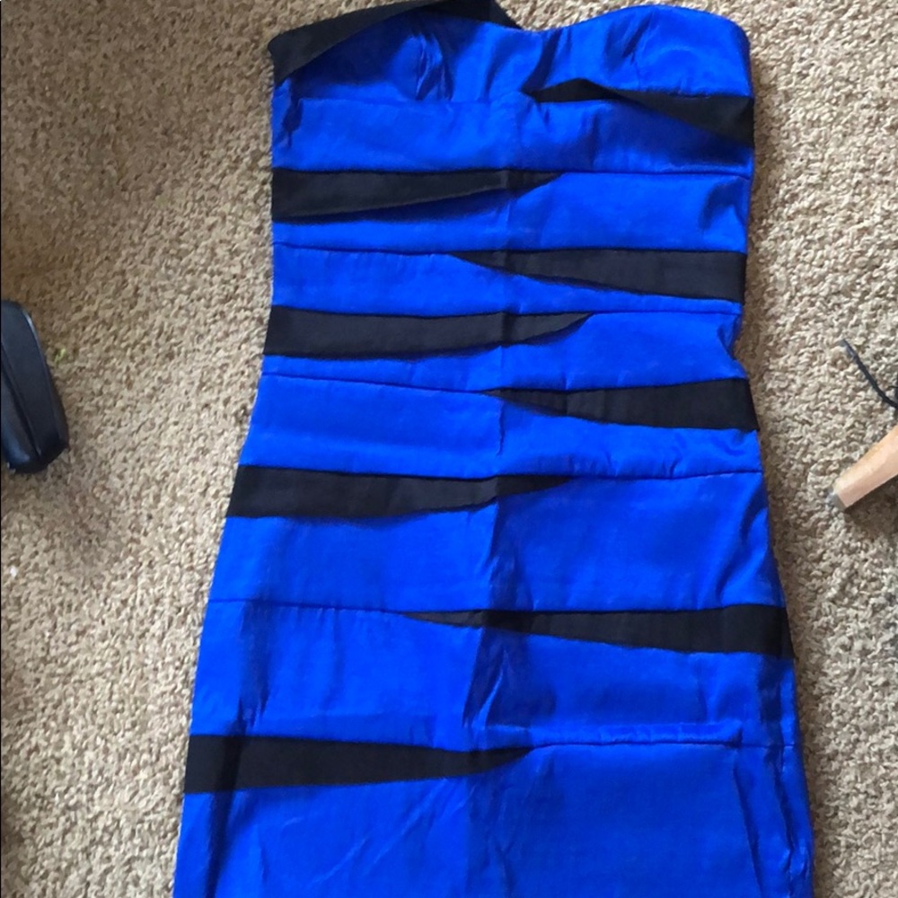 Strapless blue dress